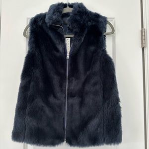 Navy, faux fur vest